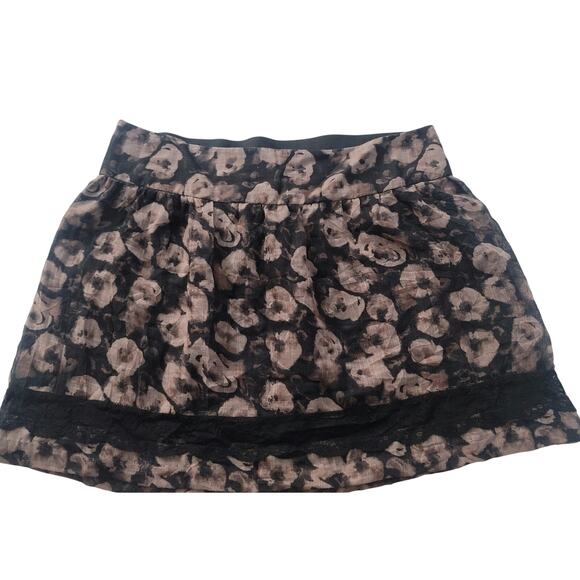 Stooshy Dresses & Skirts - Stooshy Mini Skirt Brown Black Floral Womens Size Large